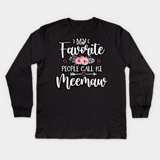 My Favorite People Call Me Meemaw Floral Mother's Day Kids Long Sleeve T-Shirt